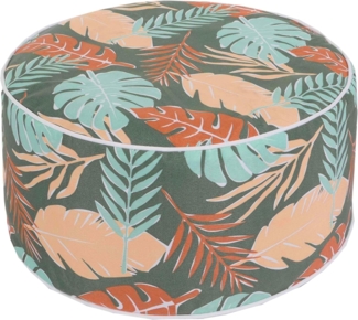 Sitzhocker HWC-G31, Pouf Sitzkissen Sitzsack Gartenhocker, aufblasbar In-/Outdoor Spun Poly 29x55cm ~ Blatt-Design