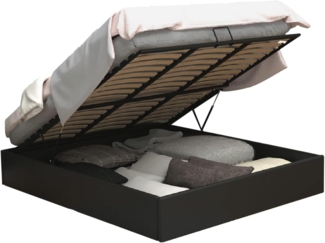 MEUBLE COSY Polsterbett 160x200 cm Doppelbett mit Stauraum und Lattenrost Bett aus Kunstleder Bettgestell Bettrahmen Schwarz