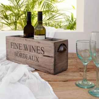 LebensWohnArt Weinregal Dekorative Flaschenbox CHATEAU 45cm antik-natural Mahagony