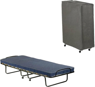 Talamo Italia - Ada-Klappbett, Feldbett mit 12 Latten, inklusive Matratze, platzsparendes Kinderbett, 100% Made in Italy, 80 x 190 x 37 cm, mit Hülle