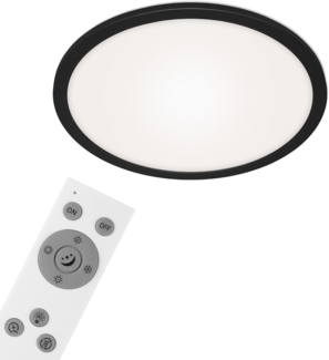 Briloner Leuchten - LED Panel, Deckenleuchte dimmbar, inkl. Fernbedienung, Farbtemperatursteuerung, Nachtlicht, 24 Watt, 2. 200 Lumen, Weiß-Schwarz, Ø40cm, 7168-015