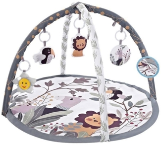 Chipolino Spielbogen Tiere, Musikfunktion, 5 Hängespielzeuge, Krabbeldecke grau