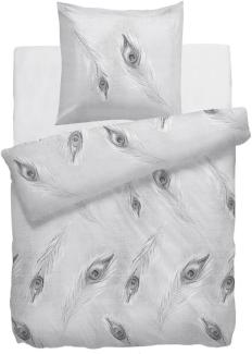 HnL Satin Bettwäsche Grau Federn Refined Denzel 135x200 cm