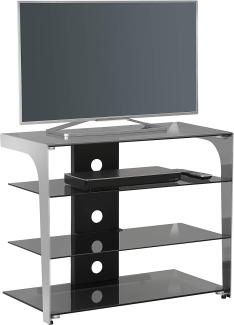 Maja TV Rack Metall chrom Rauchglas 80 x 65 x 40 cm