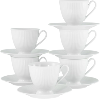 CreaTable Tasse Valencia Weiß, Kaffeeset, 12-tlg, Porzellan, Elegant, Boho Chic