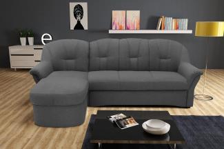 DOMO Collection Puno Ecksofa, Sofa in L-Form, Eckcouch, Sofa, Couch mit Longchair und Schlaffunktion, 142 x 233 cm, Polstermöbel in grau