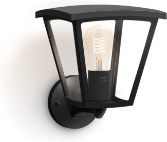 Philips Hue White Inara Wandleuchte Outdoor schwarz 550lm, warmweißes Licht, dimmbar, steuerbar via App, kompatibel mit Amazon Alexa (Echo, Echo Dot)