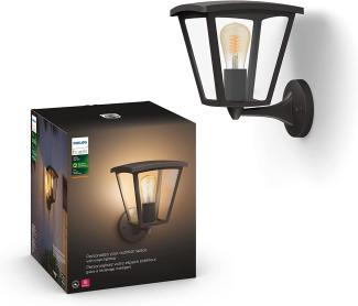 Philips Hue White Inara Wandleuchte Outdoor schwarz 550lm, warmweißes Licht, dimmbar, steuerbar via App, kompatibel mit Amazon Alexa (Echo, Echo Dot)