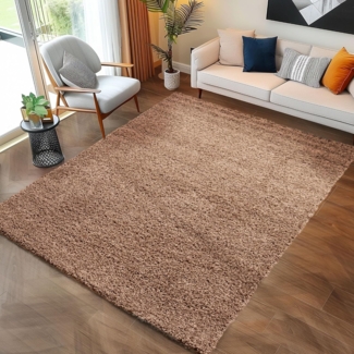Carpettex Hochflor-Teppich Unicolor - Einfarbig, Läufer, Höhe: 30 mm, Einfarbig Shaggy Teppich Wohnzimmer Langflor versch. farben und größen