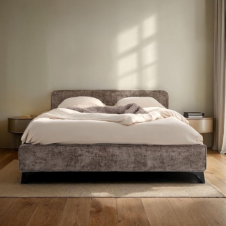 IDIMEX Polsterbett VIRETTA, Bett mit Lattenrost 140x200 cm, Doppelbett mit Kopfteil Stoff grau