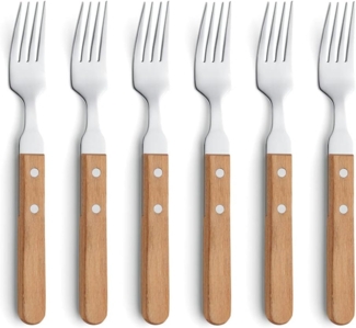 Amefa 'PIZZA' Steakgabel Set 6-teilig, Holz natur, 20 cm