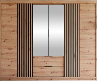 Kleiderschrank Mrynit 250 (Farbe: Artisan Eiche / Artisan Eiche + Schwarz)