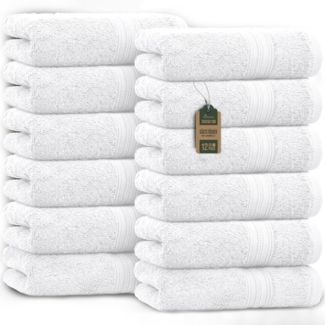NatureMark 12er Pack Gästetücher Premium Qualität 30x50 cm GÄSTEHANDTUCH Frottiertuch-Set 100% Baumwolle Farbe: Weiß