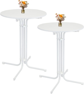 2x Stehtisch klappbar Ø 80 cm Höhe 110 cm Stahl Gastrotisch Partytisch Bistrotisch Tisch in Weiß