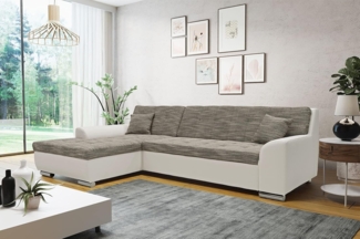 DOMO. collection Treviso Ecksofa, Sofa mit Schlaffunktion in L-Form, Polsterecke, grau/weiß, 267 x 178 x 83 cm