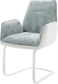 Freischwinger Zoa-Flex Materialmix Echtleder Weiß-Pastellblau Freischwinger flach Weiß Taschenfederkern