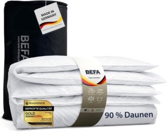 BEFA NATUR Daunenbettdecke kuschelig weiche Premium-Ganzjahresdecke, 4-Jahreszeitendecke, Füllung: 90% Daunen, 10% Federn, Made in Germany - Bettdecke Größe 135x200 155x220 200x200 erhältlich