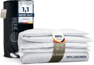 BEFA NATUR Daunenbettdecke kuschelig weiche Premium-Ganzjahresdecke, 4-Jahreszeitendecke, Füllung: 90% Daunen, 10% Federn, Made in Germany - Bettdecke Größe 135x200 155x220 200x200 erhältlich