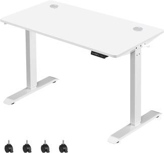 Songmics Höhenverstellbarer Schreibtisch elektrisch, 60x120 cm Tischoberfläche, stufenlos verstellbar, Memory-Funktion mit 3 Höhen, Auffahrschutz, weiß, 120 x 60 x 73.5-119cm