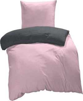 One Home Bettwäsche Melange, Flanell, 2 teilig, modern meliert, Baumwolle kuschelig warme weiche Biber Winter