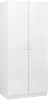 vidaXL Kleiderschrank mit 2 Türen Garderobenschrank Garderobe Schrank Dielenschrank Schlafzimmerschrank Hochglanz-Weiß 80 x 52 x 180 cm Spanplatte
