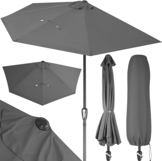 Kingsleeve Sonnenschirm, halbrund, wasserabweisend, UV-Schutz 50+, Stahl anthrazit, 270 cm