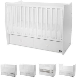 Lorelli Babybett MATRIX NEW Kinderbett 120 x 60 cm, 2 Ebenen, 2 Schubladen weiß