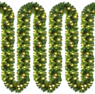 Kunstgirlande, Casaria, Höhe 28 cm, Weihnachtsgirlande 5m 100 LED Warmweiß Innen Außen IP44 Girlande
