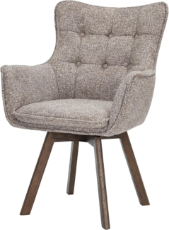 riess-ambiente Drehstuhl THOR taupe / braun - Strukturstoff, Eichenholz, 360° drehbar, Armlehne (Einzelartikel, 1 St), Retro-Polsterstuhl - ideal für Ess-, Arbeits-, Wohnzimmer und Büro