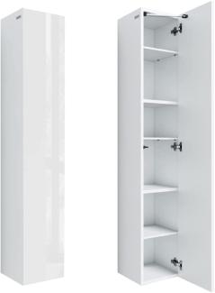 Badezimmer Hängeschrank Wandschrank 105/ 160cm hoch Badhängeschrank mit Fronten in Hochglanz und Push-to-Open Funktion (Weiß Matt/Weiß Hochglanz, 160 x 30 x 32)