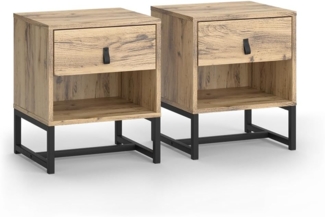 Vicco Nachtschrank Ezra, Eiche, 39 x 47 cm 2er Set