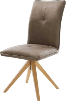Esszimmerstuhl Maddy-Flex Mikrofaser Taupe Vintage Holzgestell kantig Natur