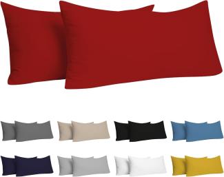 Dreamzie Kissenbezug 40x70 (Set mit 2) - 100% Jersey Baumwolle 150 g/qm Kissenbezüge -Rot - Für Kissen 40x70 cm - Kissenhülle - Kissenbezug - Resistent und Hypoallergen