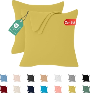 Livessa 2er Set Kissenbezug 60x60 aus%100 Baumwolle Jersey Stoff - Verdeckter Reißverschluss, Kopfkissenbezug 60x60 cm, Kissenhülle, Ultra weich und atmungsaktiv, Oeko-Tex Zertifiziert