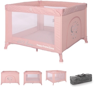 Lorelli Reiselaufstall Happy Game Zone, seitliche Öffnung, Tragetasche, faltbar rosa