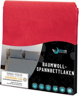 Dreamzie - Spannbettlaken 70x160 cm - Baumwolle Oeko Tex Zertifiziert - Rot - 100% Jersey Spanbettuch 70x160