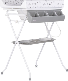 Chipolino Babywanne Wickeltisch 2 in 1 Aqua Zubehörfach klappbar Ständer Stopfen grau