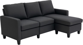 HOMCOM 3-Sitzer Ecksofa, Eckcouch in L-Form, Eckgarnitur, 3-Sitzer-Sofa 1 Teile, Eckesofa, 3-Sitzer, Leinen Dunkelgrau 197 x 139 x 91 cm
