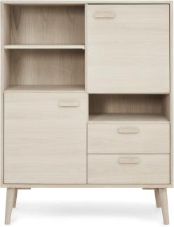 Porto Highboard mit 2 Türen - 100 cm breit - Eiche Weiß geöltes