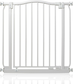 Safetots Treppenschutzgitter mit gebogenem oberen Teil, 71cm - 80cm, Mattweiß, Treppenschutzgitter mit Druckbefestigung, Babygitter für Türen