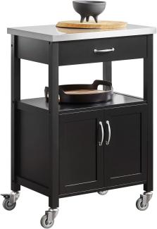 SoBuy FKW22-SCH Küchenwagen mit Edelstahlplatte Servierwagen Rollwagen Getränkewagen fürs Büro BHT ca. : 60 x 91 x 44,5 cm