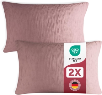 Blumtal Kissenbezug Musselin Kissenbezug - Oeko-TEX zertifiziertes Musselin Kopfkissen, (2 Stück), 100% Baumwolle