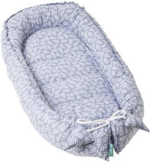 molis&co - Babynest - 100% Baumwolle (OEKO-TEX) - Babynestchen Neugeborene - Ideal als Reisebett, Kuschelnest Geeignet & Cradle Reducer - 90x50 cm - Blue Garden