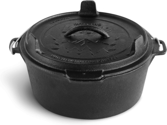 BURNHARD Grilltopf Gusseisen, Gusseisen, Dutch Oven Little John 3,8 L inkl. Deckelheber