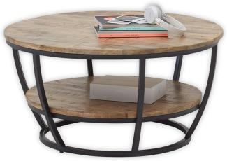 Couchtisch 'Jambi', Mangoholz, Natur/Schwarz, Ø ca. 86,5 cm