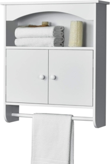 Badezimmerschrank Graz 61x53x15 cm mit Handtuchhalter Weiß MDF en. casa