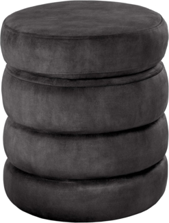 riess-ambiente Polsterhocker VOGUE 50cm grau - Samt, mit Stauraum, gepolstert, rund, Retro Design (Einzelartikel, 1 St), Eleganter Sitzhocker- ideal für Ankleide, Flur, Wohnzimmer & Garderobe