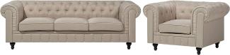 Sofa Set Polsterbezug beige 4-Sitzer CHESTERFIELD groß