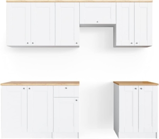 Küchenzeile Bergamo Weiß 240 cm , AP Goldkraft Vicco