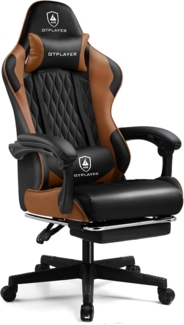 GTPLAYER Gaming Stuhl, Gamer Stuhl, Ergonomischer Bürostuhl mit mit Fußstütze verstellbare Lenden und Kopfkissen, Gaming Chair Gepolstert, Gaming Sessel 150 kg Belastbarkeit braun